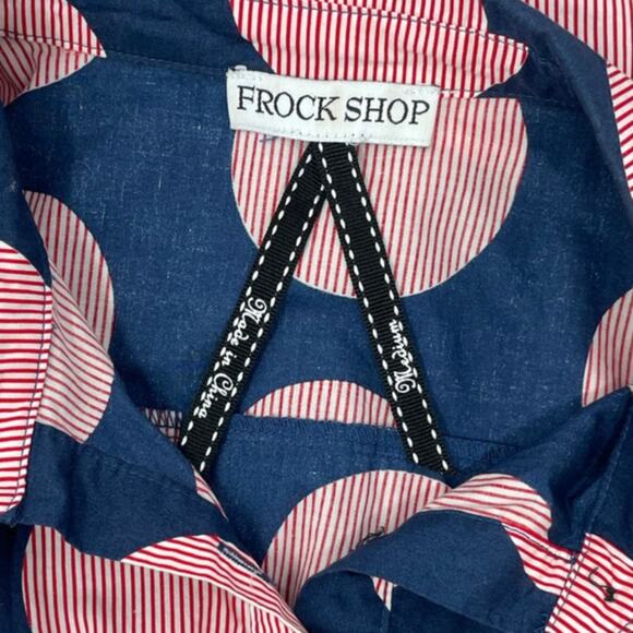 Frock Shop Halter Shirt Dress | Navy Pink Polka Dot | M (Fits S) | Vintage Y2K - Picture 8 of 12